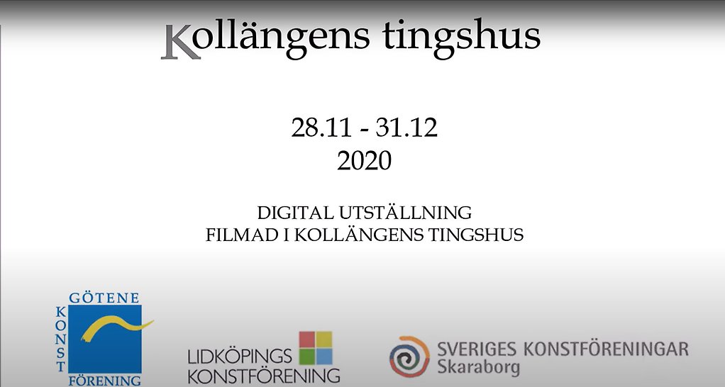 Skylt för digital utställning filmad i Kollängens tingshus.