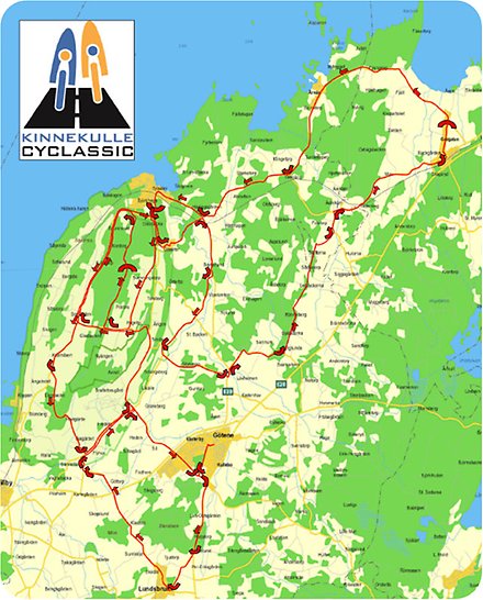 Karta över Kinnekulle Cyclassic - 127 kilometer.