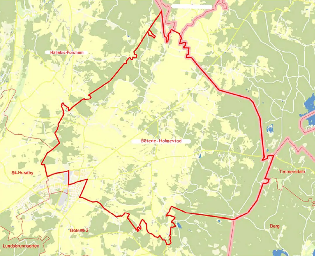 Kartbild över valområdet Götene-Holmestad.