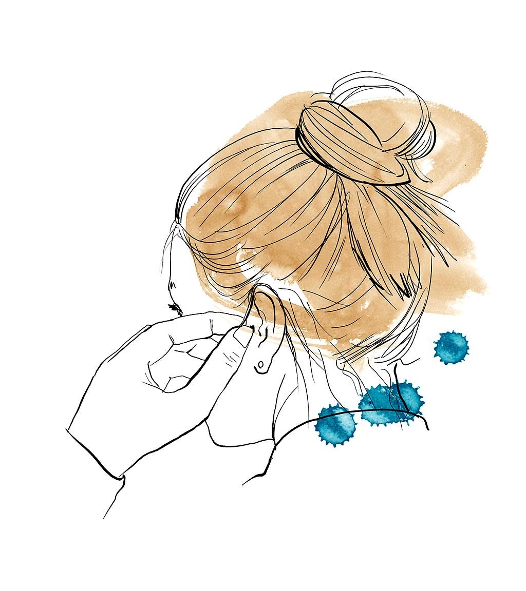 Illustration av kvinna med hörapparat