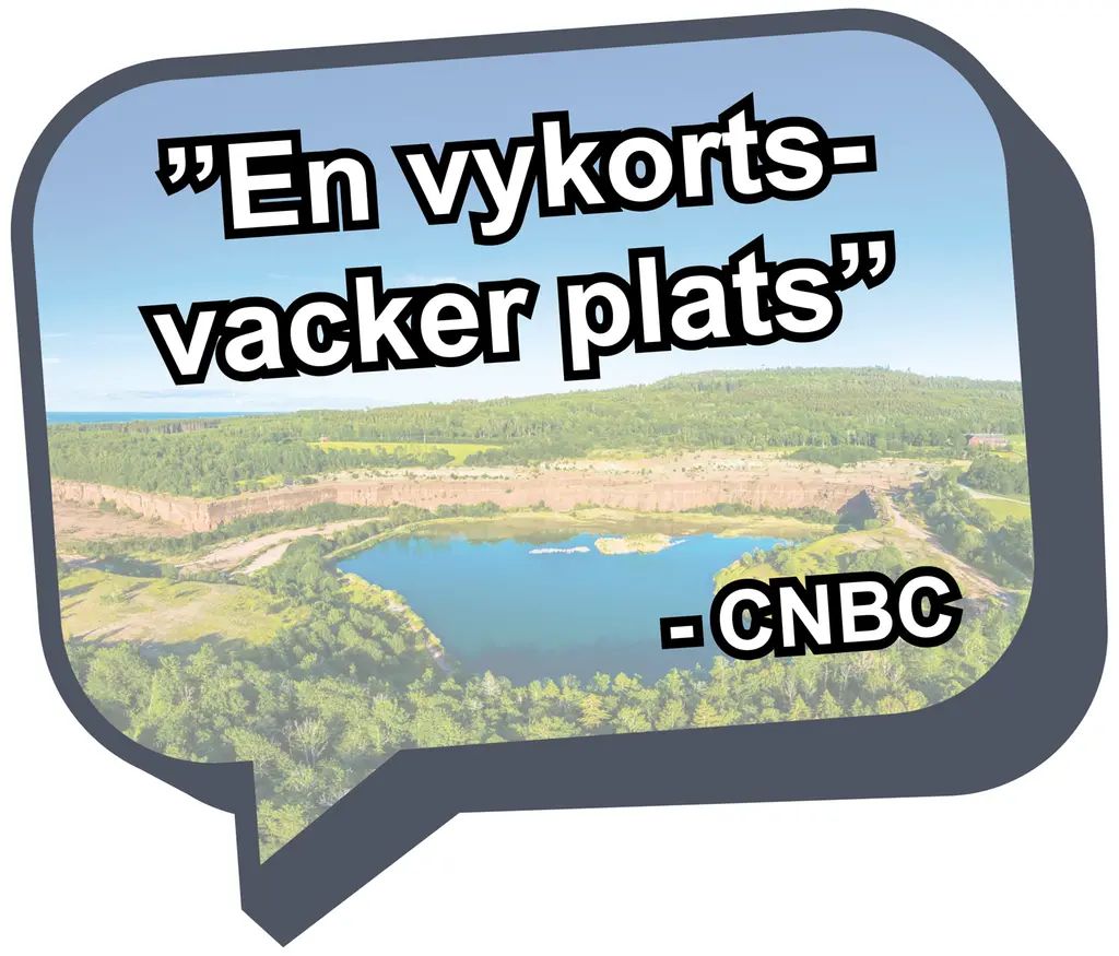 En pratbubbla med citatet "En vykortsvacker plats" av CNBC.