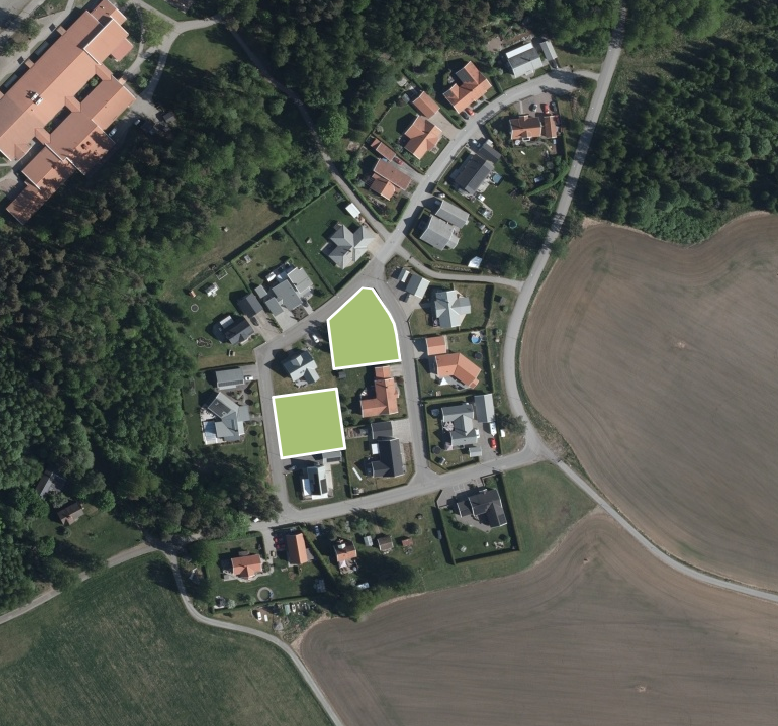 Karta som redovisar lediga tomter i Källstorp, Götene