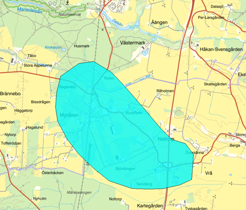 Karta med markerad yta