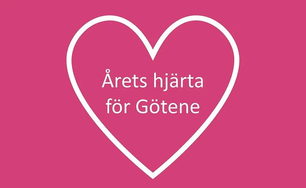 Ett hjärta med texten "Årets hjärta för Götene" inuti.
