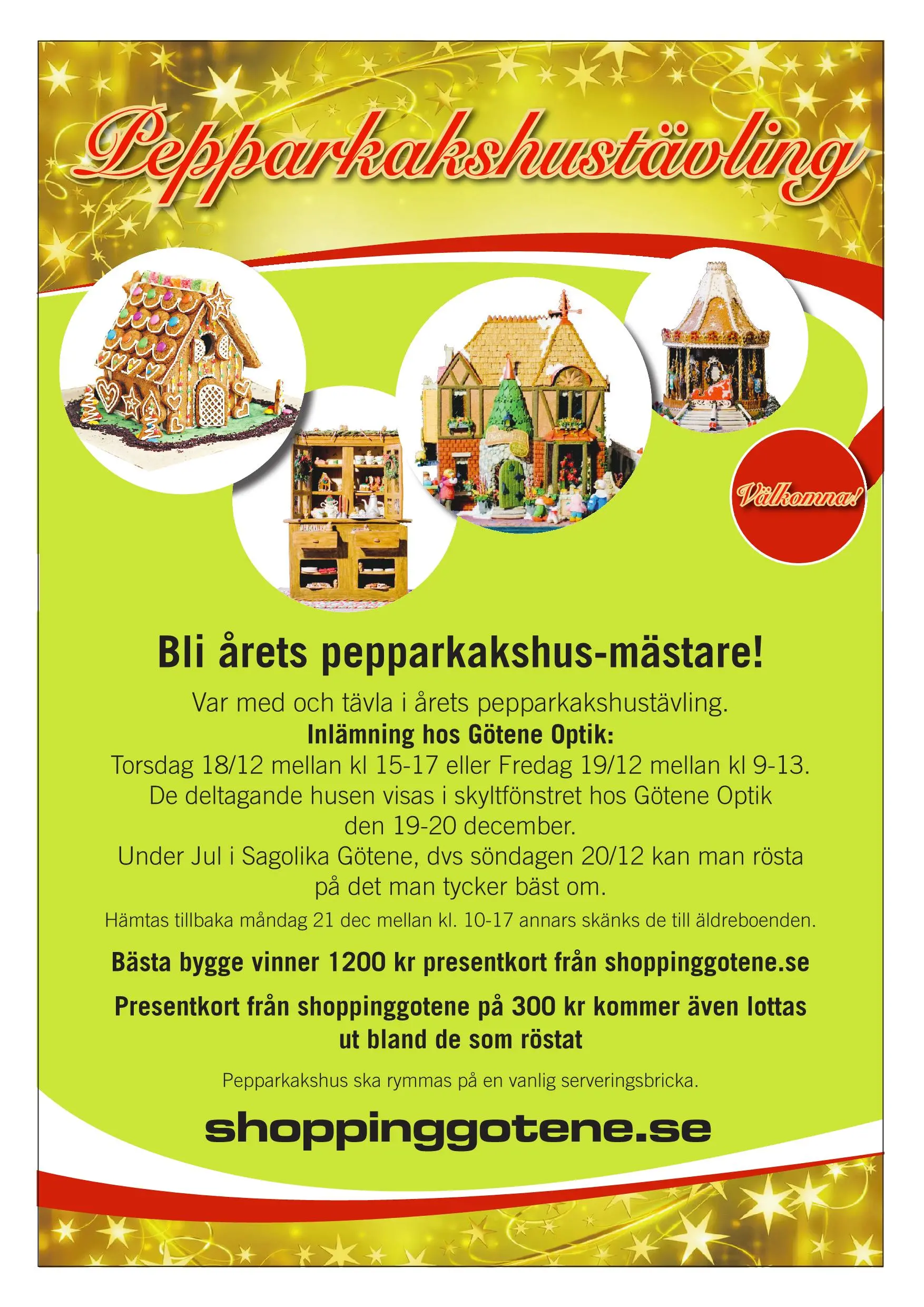 En affisch med information om Pepparkakshustävling.