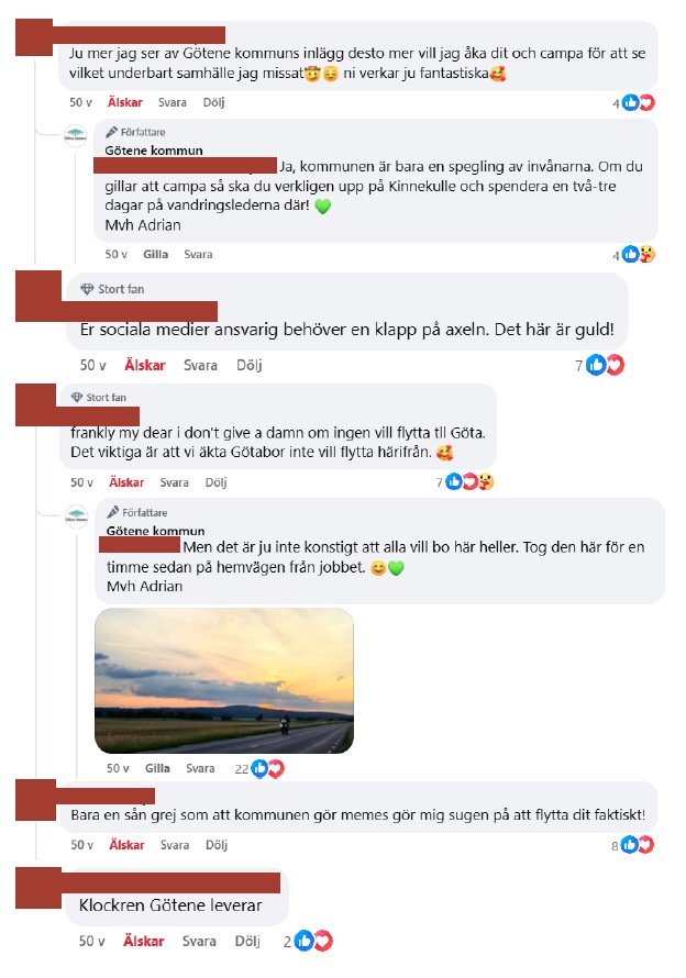 Skärmdump på kommentarer till memen. 
