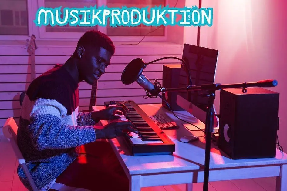 En kille som spelar in musik i en hemmastudio