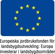 EU-flagga och texten: Europeiska jordbruksfonden för landsbygdsutveckling. Europa investerar i landsbygdsområden.