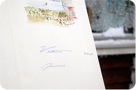 Kronprinsessparets signaturer.