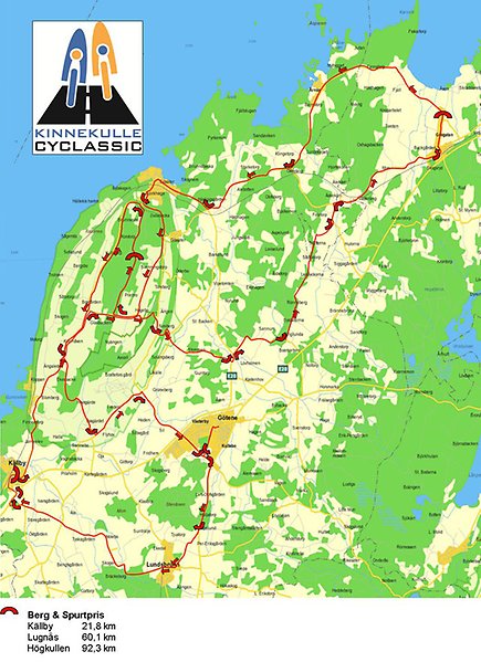 Kinnekulle Cyclassic - 120 kilometer. Klicka på bilden för att förstora.