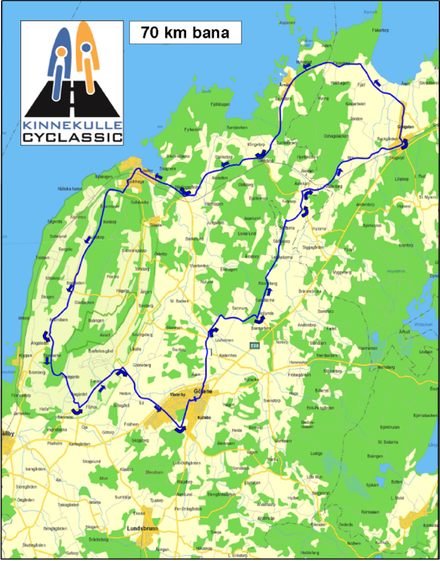 Kinnekulle Cyclassic - 70 kilometer. Klicka på bilden för att förstora.