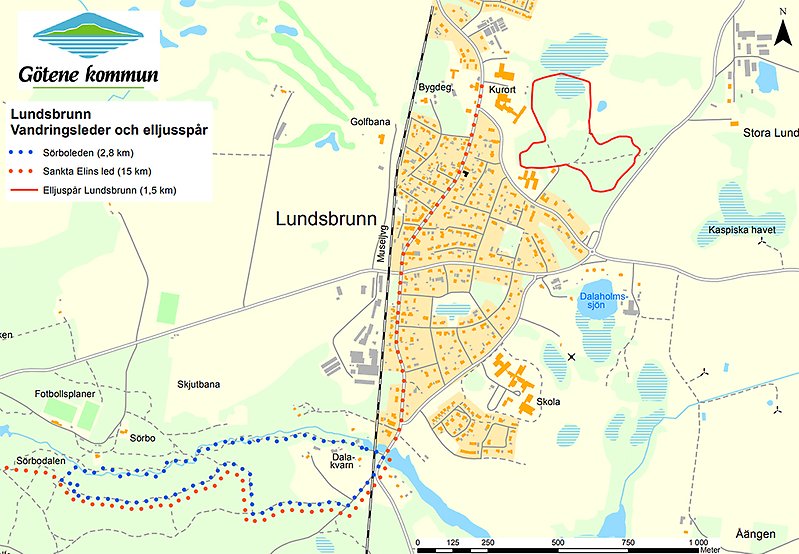 Karta över Sörboleden i Lundsbrunn.