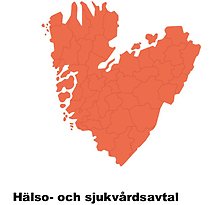 Kartbild över Västra Götaland, som har en form som påminner om ett hjärta.