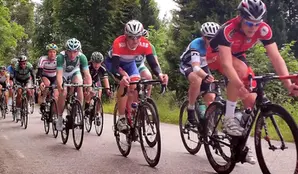 Flera personer som cyklar på ett led. 