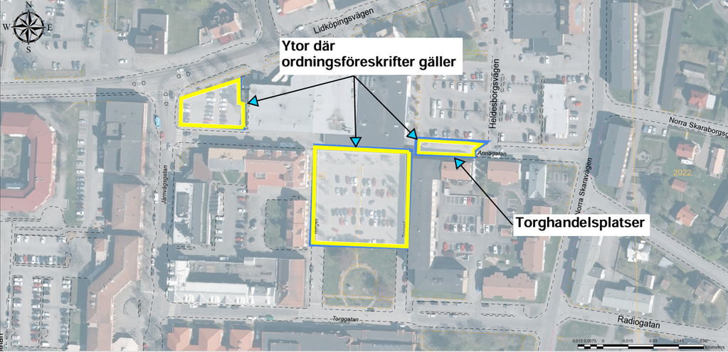 Kartbild Götene - platser där ordningsföreskrifter gäller