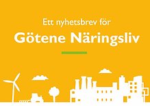 Nyhetsbrevets logotyp. En stadssilhuett mot blå bakgrund.