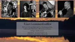 Personporträtt av de fyra musikerna med sina instrument. Nedanför porträtten finns en ruta med texten "Visor i sommarkvällen".