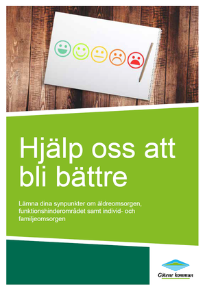 Framsida av folder "Hjälp oss att bli bättre" från Götene kommun.