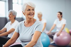 Seniorer tränar på gym