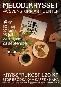 Affish från Svenstorp Art Center om träffar för att spela Melodikrysset.